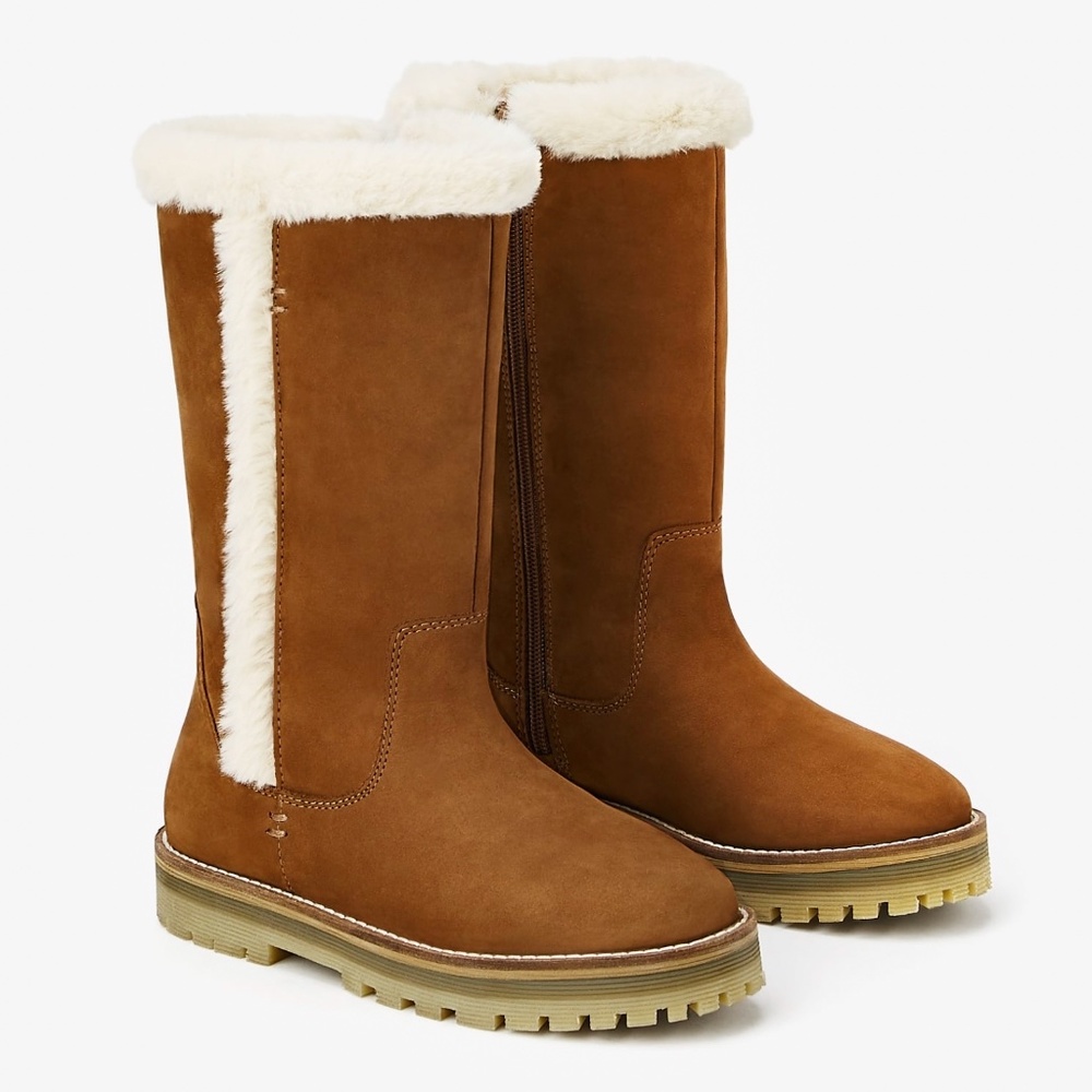 Zara girls brown leather lined tall boots - Picture 2 of 16